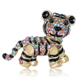 Kreative Cartoon Tiger Brosche Mit Bunten Strass Legierung Tier Reversnadel Für Anzug Mantel Personalisierter Schmuck Geschenk