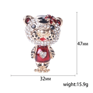 Broche tigre créative avec diamants et détail cœur, 47mm x 32mm pour pulls femmes