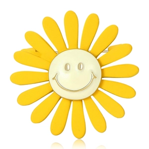 Schattige Zonnebloem Smiley Broche Voor Vrouwen Legering Emaille Bloem Speld Badge Mode Ins Stijl Kleding Accessoires Sieraden Cadeau