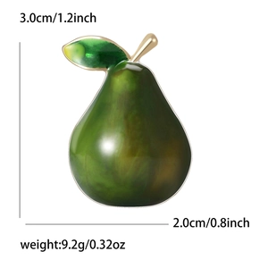 Graziosa spilla a pera in smalto verde e lega dorata, altezza 3,0 cm e larghezza 2,0 cm