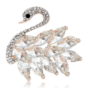 Elegant Alloy Swan Brooch For Women Shiny Rhinestone Inlaid Marquise Crystal Pin Jewelry Accessory For Suit Coat Dress