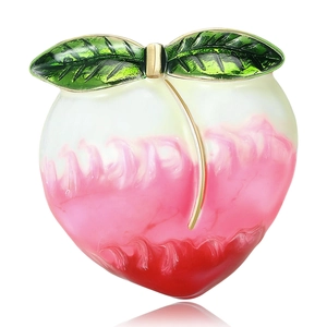 Broche En Émail Pêche Mignonne Dégradé Rose Fruit Alliage Émaillage Goutte Épingle Pour Décoration De Vêtements Accessoires