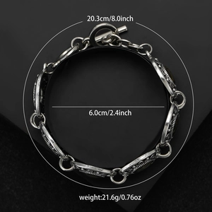 Vintage silver-plated toggle bracelet with round shell stones and detailed engraving