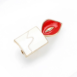 Creative enamel candle brooch in red and white with gold finish for festive apparel