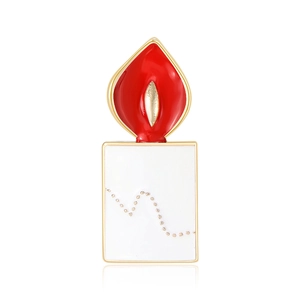 Christmas Candle Enamel Brooch For Women Gold Plated Alloy Rhinestone Inlaid Pin Badge Holiday Clothes Decor Fashion Jewelry