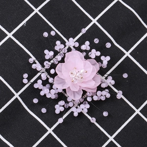 Vintage Alloy Hand Woven Crystal Flower Brooch With Imitation Artificial Pearls Handcrafted Floral Breastpin For Women Wedding Party Jewelry