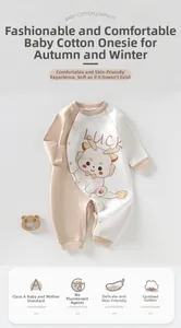 Detail of A-grade combed cotton baby romper with cute dragon print and snap closures