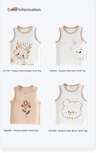 Détails de quatre gilets en coton pour bébé avec motifs mignons de dragon et d'ours en couleurs