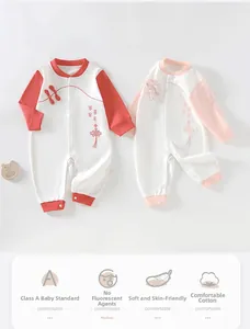 Détail de grenouillères bébé en coton Classe A avec broderie chinoise et normes de sécurité