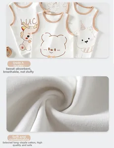 Détail du gilet en coton à longues fibres de classe A avec motifs animaux mignons