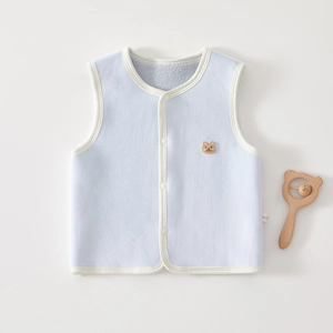 Infant Toddler Polar Fleece Vest Warm Sleeveless Jacket With Cartoon Bear Embroidery Single Breasted Waistcoat For Newborn Baby