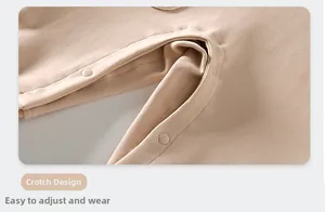 Detail of baby romper crotch with snap buttons for easy dressing and diaper changes