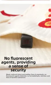 Close-up of quilted cotton baby clothes showing zero formaldehyde and no fluorscent agents