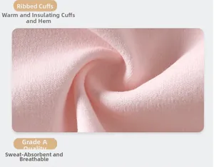 Detail of soft pink ribbed cotton fabric with elastic cuffs for warm baby pajamas