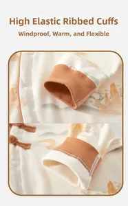 Detail of high-elastic ribbed cuffs on newborn bodysuit with traditional Chinese print