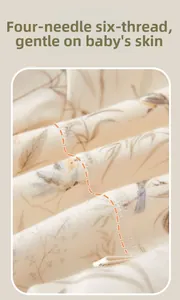 Detail of four-needle six-wire flat seam on soft cotton baby bodysuit fabric