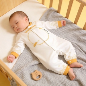 Baumwolle Neugeborene Baby Overall Langarm Säugling Romper Chinesischer Stil Bedruckt Klasse A Schlafanzug Für Herbst Winter