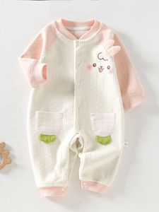 Cute Baby Cartoon Animal Ears Romper Warm Polyester Fleece Long Sleeve Infant Jumpsuit With Pockets For Newborn Toddlers