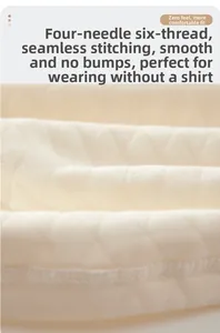 Detail of quilted thermal fabric with flatlock stitching and seamless bone-free technology