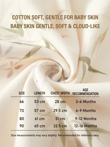 Size chart for baby warm thermal vest with length and chest measurements in cm