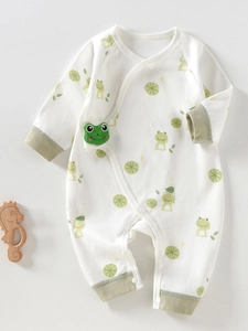 Combinaison Bébé Nouveau-Né Coton Papillon Vêtements Épais Manches Longues Barboteuse Grenouille Canard Lapin Body