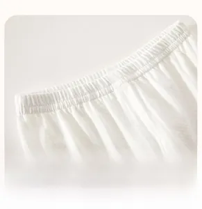 Detail of baby pajama elastic waistband with vertical ribbed texture for soft comfort
