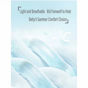 Breathable baby summer pajamas made of cool-feeling light blue silk fiber fabric