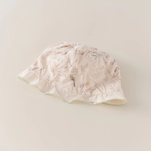 Bonnet en Coton pour Nouveau-Né Double Couche Coupe-Vent Bébé Bords à Volants Imprimé Fleurs Oiseaux Lapin Chapeau de Soleil pour Enfants 0-1 An