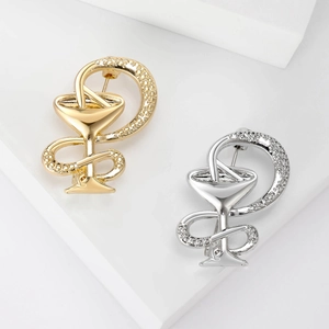 Professionelle Legierung Strass Schale Der Hygieia Brosche Medizinisches Symbol Schlange Pin Für Ärzte Krankenschwestern Geschenk