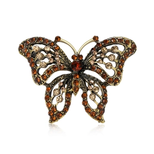 Elegant Alloy Butterfly Rhinestone Brooch For Women Exquisite Vintage Hollow Out Insect Breastpin Accessory For Coat Dress Banquet