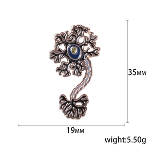 Vintage neuron enamel brooch in blue and black finish with size 35x19mm and 5.50g weight