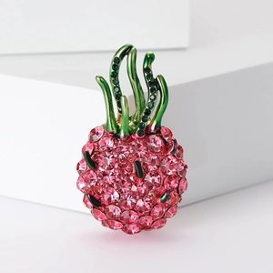 Mode Strass Drachenfrucht Brosche Pin Für Damen Rosa Grün Frucht Legierung Brustnadel Zubehör Schmuck Geschenk
