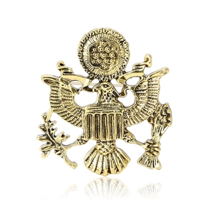 Vintage gold-finish eagle shield brooch pin for suits with classic American seal design