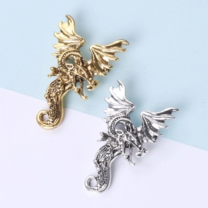 Vintage Alloy Western Flying Dragon Brooch For Men Gothic Aggressive Dragon Badge Enamel Oil Dripping Lapel Pin Jewelry Gift