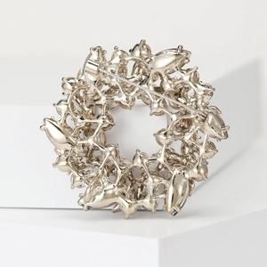 Baroque crystal flower brooch with gold alloy hollowed out back and pin closure