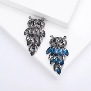 Vintage Legierung Marquise Schliff Kristall Eule Brosche Für Damen Luxuriöse Strass Eingelegte Tier Brustnadel Modeschmuck Geschenk