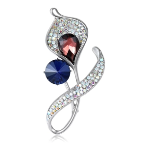 Elegant crystal orchid brooch for women with colorful rhinestones on a silver base