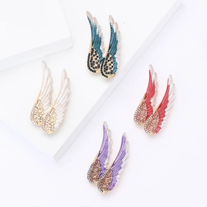 Élégante Broche Ailes d'Ange en Alliage pour Femmes Mode Strass Émail Aile Corsage Pin Bijoux Accessoire de Vêtement Cadeau