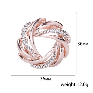 Retro rhinestone flower brooch in rose gold with 36mm diameter and 12.0g weight