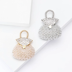 Elegante Legierung Handtasche Brosche Mit Künstliche Perlenimitat Und Strass Detail Vintage Taschenform Anzug Pin Für Damen Büro Party Schmuck