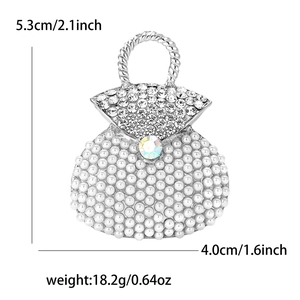Detailsicht der Perlenhandtaschen-Brosche mit Maßen 5,3 cm x 4,0 cm und Gewicht 18,2 g