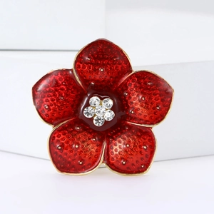 Élégante Broche Coquelicot en Alliage Émaillé pour Femmes Broche Florale Rouge avec Strass Accessoire de Décoration de Vêtement