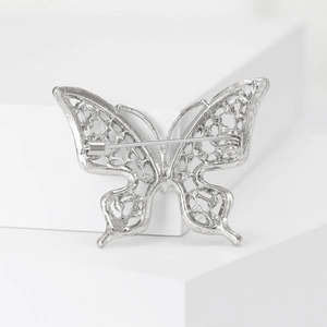 Broche Papillon de Mode pour Femme Alliage Strass Imitation Künstliche Perle Élégante Évidée Corsage de Costume Robe Accessoire Bijoux