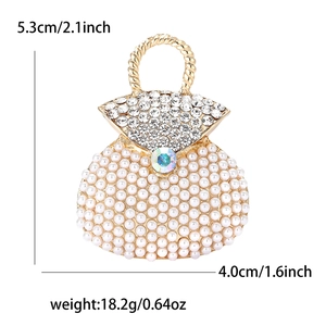 Modische Handtaschen-Brosche mit Perlen und blauem Strass für Damenanzüge und Strickjacken