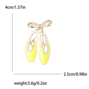 Broche ballerine élégante en émail jaune avec nœud pour accessoires de costume femme
