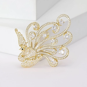 Elegant Phoenix Brooch For Women Copper Zirconia Inlaid Fashion Luxury Bird Breastpin For Wedding Banquet Suit Accessory