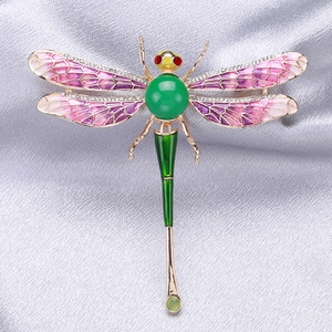Creative Enamel Dragonfly Brooch For Women Alloy Rhinestone Inlaid Insect Lapel Pin Fashion Jewelry Dress Accessory
