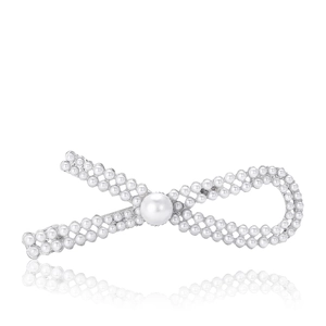Elegant Alloy Artificial Pearl Bowknot Brooch Pin For Women Suit Cardigan Korean Style Fashion Brooch With Imitation Artificial Pearls Jewelry