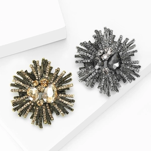 Luxury baroque sunburst brooches with vintage rhinestones for suits in gold and silver