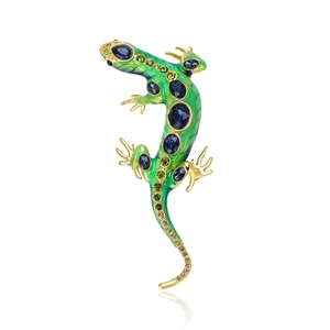 Broche Lézard en Alliage de Mode avec Strass Vintage Corsage d'Animal Gecko Surdimensionné pour Femmes Hommes Accessoires